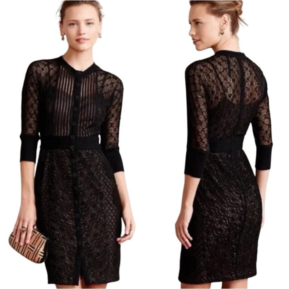 Beguile By Byron Lars Black Mona Button Down Penc… - image 1